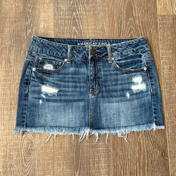 American Eagle Distressed Jean Skirt – Size 4 - Picture 1 of 12